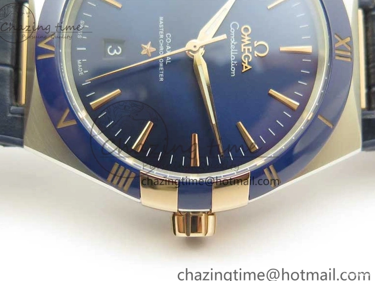 0409 Chic Constellation 131.33.41.21.03.001 SS RG TW Best Edition Blue Dial On Gummy Strap A 7872